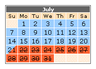 Current availability calendar.