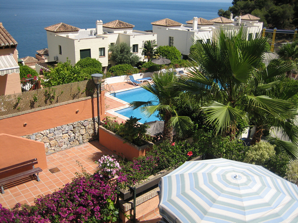 Relaxing on the villa's sunny terrace.
